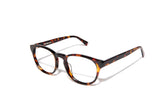 Image of Cheeterz Club eyewear. Photo of round eyeglasses with clear lenses and blue light blocking technology. The frames are medium width with black and golden brown color and marble print. Suitable for square, oval, and oblong face shapes. These glasses can be used as reading glasses with blue light glasses.