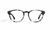 Image of Cheeterz Club eyewear. Photo of round eyeglasses with clear lenses and blue light blocking technology. The frames are medium width with silver, white, and black color and marble print. Suitable for square, oval, and oblong face shapes. These glasses can be used as reading glasses with blue light glasses.