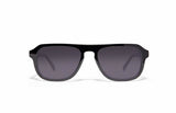 Image of Cheeterz Club eyewear. Photo of retro rectangle sunglasses with gray tinted lenses. The frames are medium width and black color. Suitable for round, oval, and oblong face shapes. 