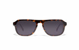 Image of Cheeterz Club eyewear. Photo of retro rectangle sunglasses with gray tinted lenses. The frames are medium width with golden and honey brown color. Suitable for round, oval, and oblong face shapes. 