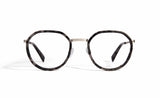 Image of Cheeterz Club eyewear. Photo of round eyeglasses with clear lenses and blue light blocking technology. The frames are small width and gray and black color and a stainless steel frame front. Suitable for square, oval, and oblong face shapes. These glasses can be used as reading glasses with blue light glasses.