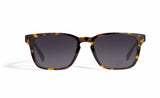  Image of Cheeterz Club eyewear. Photo of retro rectangle eyeglasses with gray tinted lenses. The frames are wide width with mahogany and golden brown color. Suitable for round, oval, and square face shapes. 