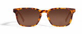 Image of Cheeterz Club eyewear. Photo of retro rectangle eyeglasses with brown tinted lenses. The frames are wide width with honey, golden brown, and dark brown  color. Suitable for round, oval, and square face shapes. 